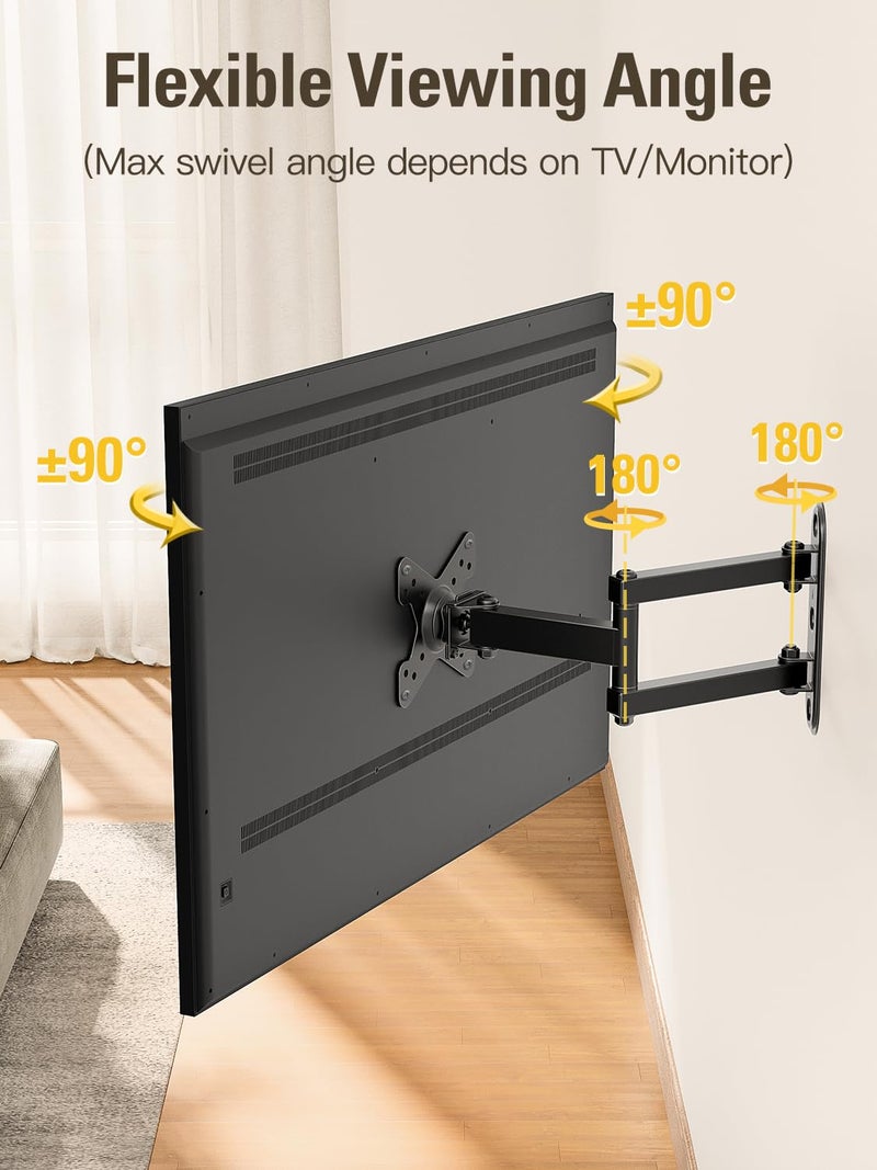 Mounting Dream UL Listed Full Motion Monitor Wall Mount TV Bracket for 10-26 Inch LED, LCD Flat Screen TVs and Monitors, TV Mount with Swivel Articulating Arm, Up to VESA 100x100mm and 33LBS MD2463 - Image 3